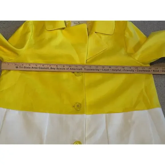 NWT Kate Spade NY Hayley Coat light jacket dress yellow white dive in $498 SZ 14 - Picture 12 of 13